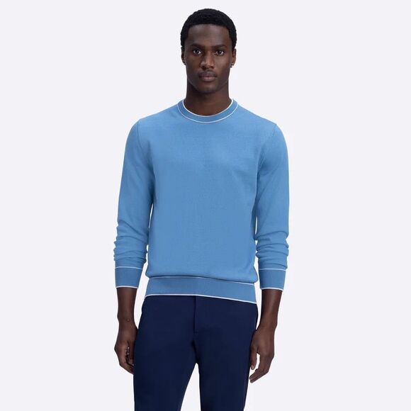 BUGATCHI Solid Crew Neck Sweater blue men's large NWT - Picture 2 of 7